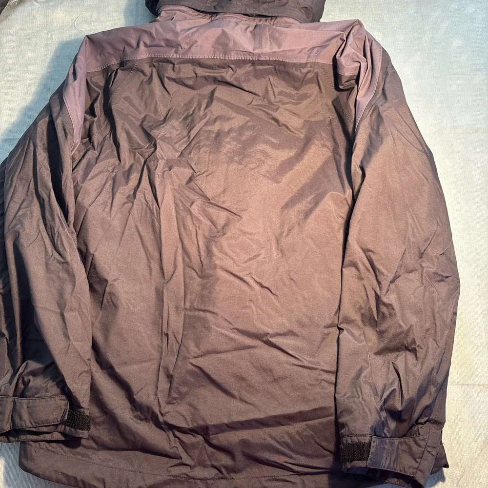 Nike Mens Hooded Rain Jacket Dark Charcoal Purple Full Zip MP3 Pocket Large